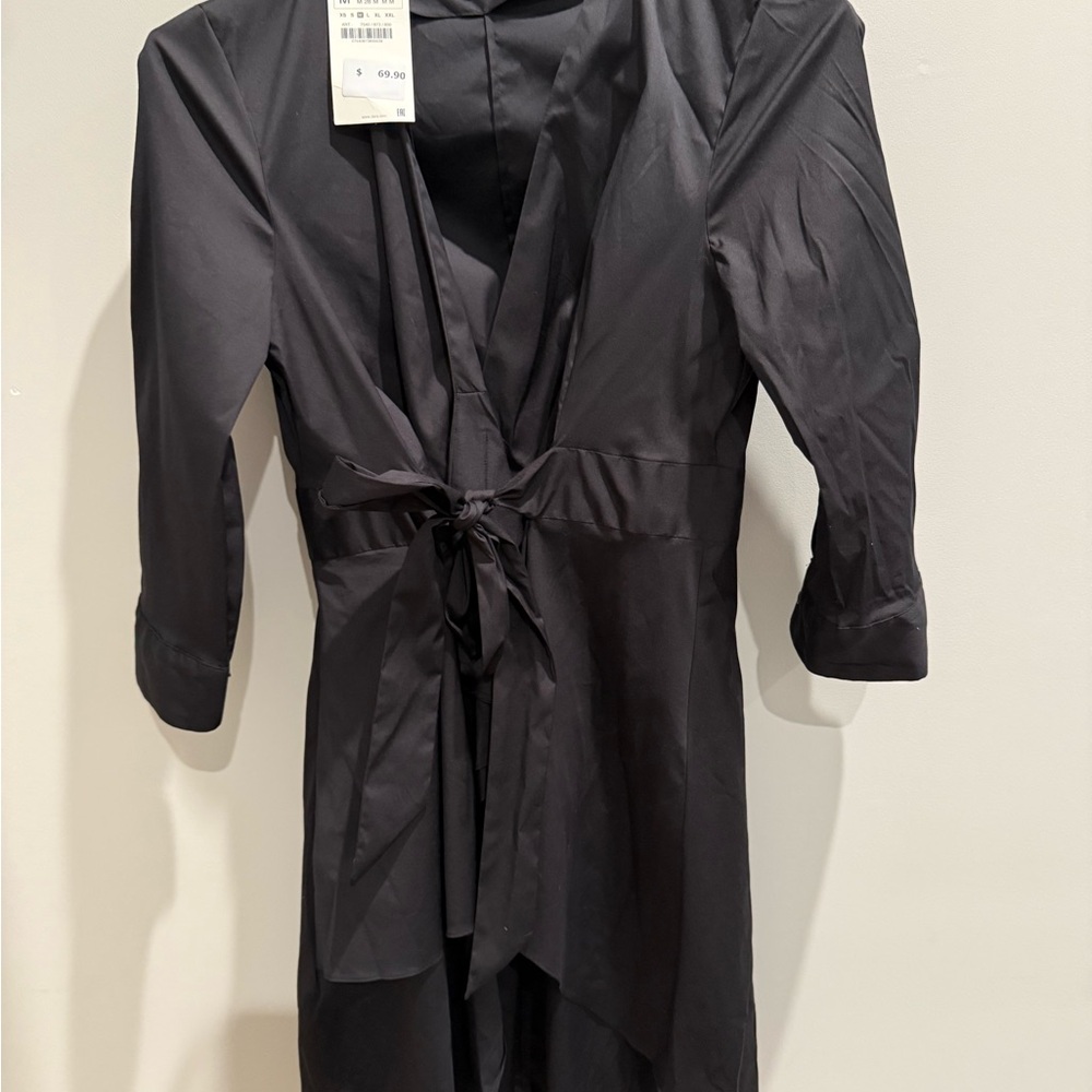 Zara Black hi-low Top with Tie Waist